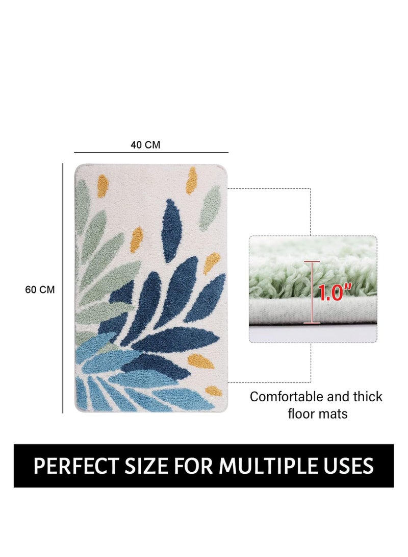 TYCOM Bathroom Rugs Bath Mat 40 By 60 CM Non Slip Fluffy Soft Plush Microfiber Shower Carpet Rug Machine Washable Quick Dry Ultra Bath Mats for Tub Bathroom and Shower Leave. - Image 5