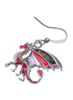 Newei Enamel Alloy Dinosaur Fantasy Dragon Earrings Drop Dangle Unique Animal Jewelry for Women Dragons Gifts (Red)  - Image 4