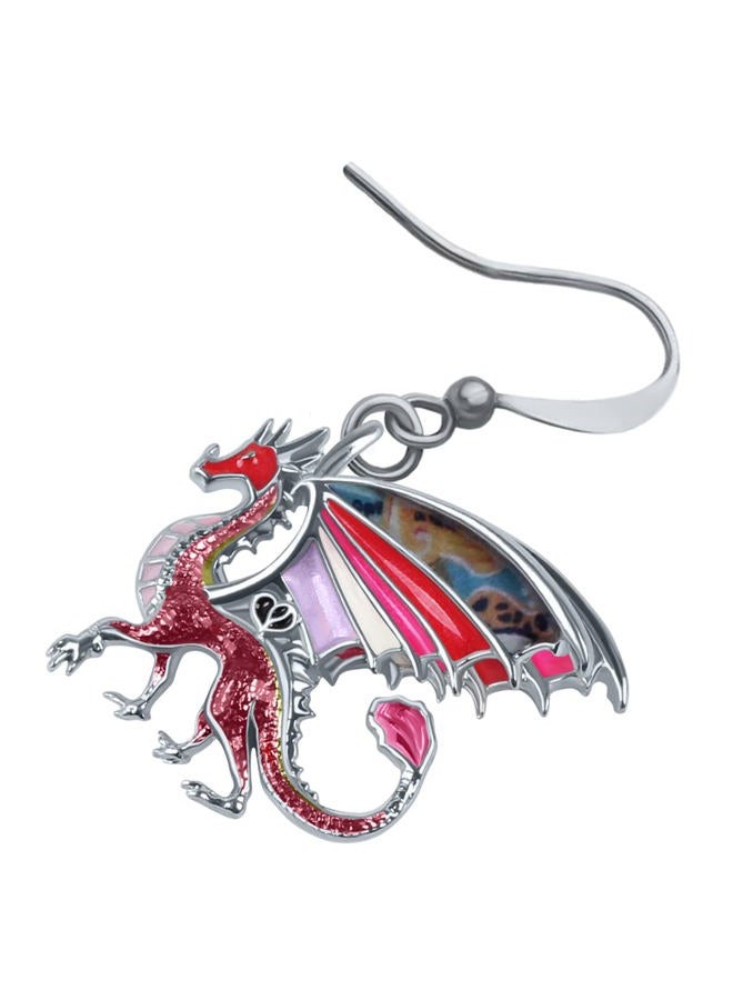 Newei Enamel Alloy Dinosaur Fantasy Dragon Earrings Drop Dangle Unique Animal Jewelry for Women Dragons Gifts (Red) - Image 4