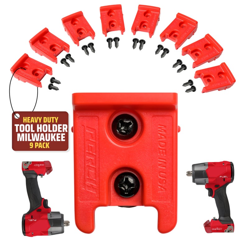 PERCH 9 Pack Tool Holder for Milwaukee M1818v Cordless Tools Snap Fit Tool Organizer for Milwaukee Drill Holder Under Shelf Wall Mount wHardware for Easy Install - Image 2