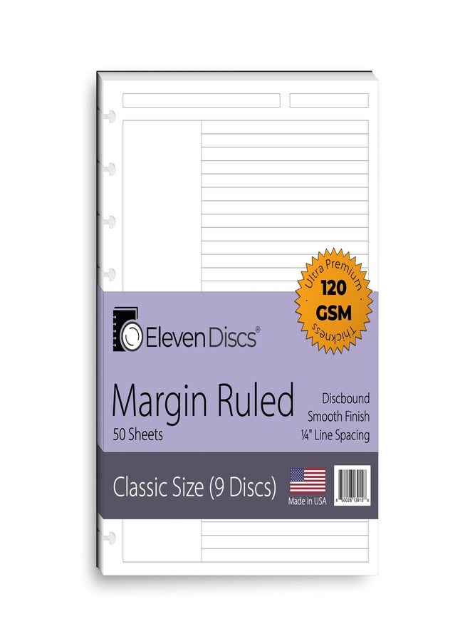 Eleven Discs Classic Size Discbound Paper - Margin Ruled Sheets - Premium 120gsm Heavyweight Notebook & Planner Refills - 9 Discs, 7 x 9.25 in - Punched for Happy Planner (50 Sheets) - Image 1