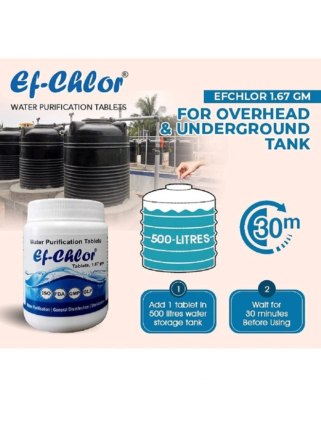 Ef-Chlor Water Purifier Tablet Combo Pack - Overhead/Underground Water Tank | 4gm-20 Tab Jar for 1000L + 1.67gm-50 Tab Jar for 500L | Purify and Safeguard Supply - Image 3