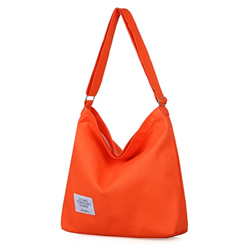 Covelin Women's Retro Large Size Canvas Shoulder Bag Hobo Crossbody Handbag Casual Tote Tomato - Image 1