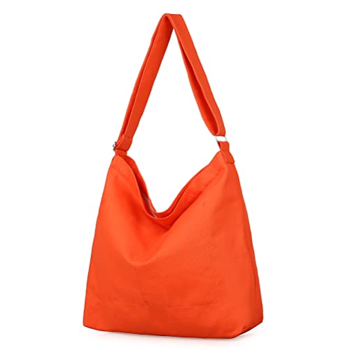 Covelin Women's Retro Large Size Canvas Shoulder Bag Hobo Crossbody Handbag Casual Tote Tomato - Image 5