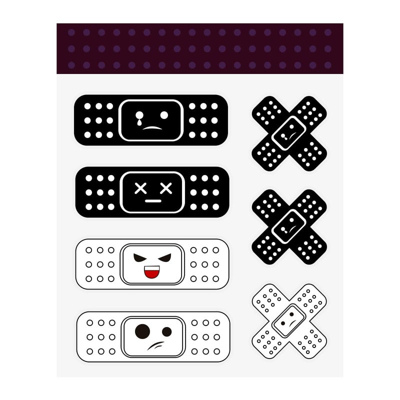 Yourkar Car Bandage Decal, Funny Cute Auto Cartoon Bandage Stickers with 2 Shapes, Waterproof Decorative Band Sticker Universal for Most Vehicles, Car Accessories for Decor (Black) - Image 1