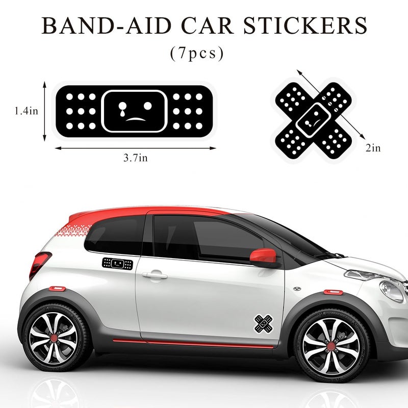 Yourkar Car Bandage Decal, Funny Cute Auto Cartoon Bandage Stickers with 2 Shapes, Waterproof Decorative Band Sticker Universal for Most Vehicles, Car Accessories for Decor (Black) - Image 2