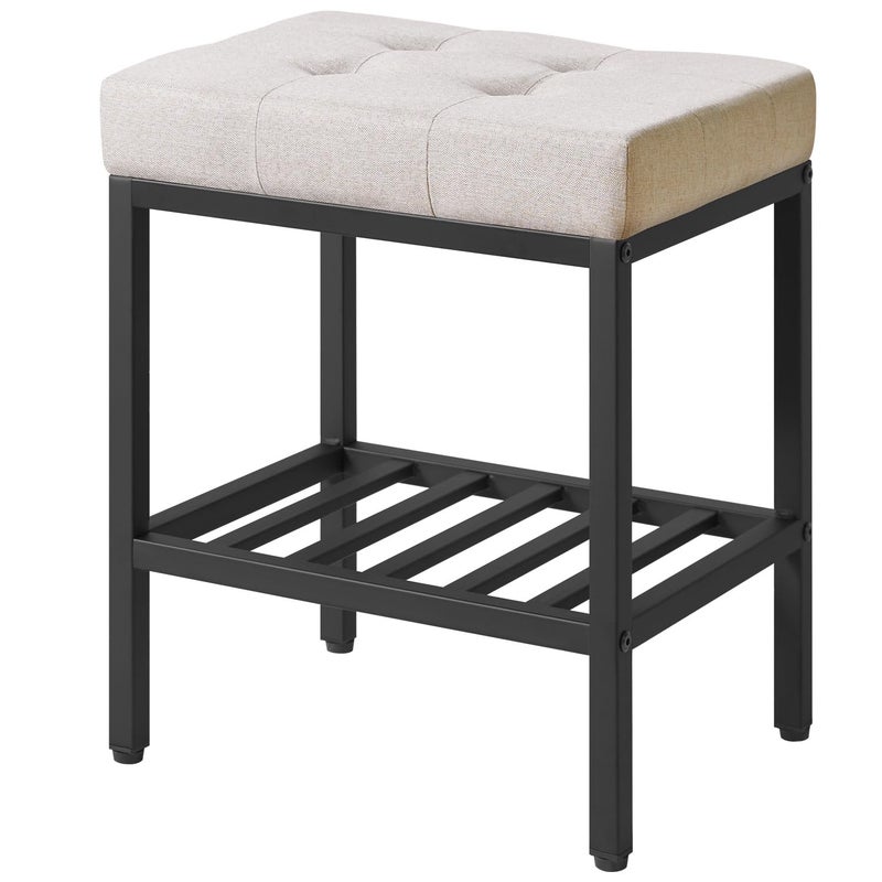 IBUYKE Rectangular Makeup Stool with Adjustable Feet and Storage Space, Footrest Chair, Linen Seat Vanity Stool, Multi-Use as Small Side Table or Ottoman, for Bedroom, Linen WBD017Y - Image 1