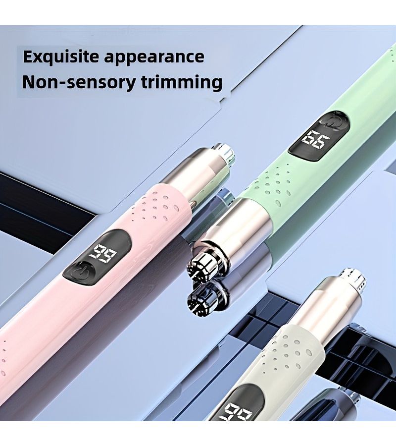 مزيل شعر الأنف الأبيض غير المؤلم، مشذب صامت قابل للشحن عبر USB للأذن والحواجب للرجال والنساء - Image 4