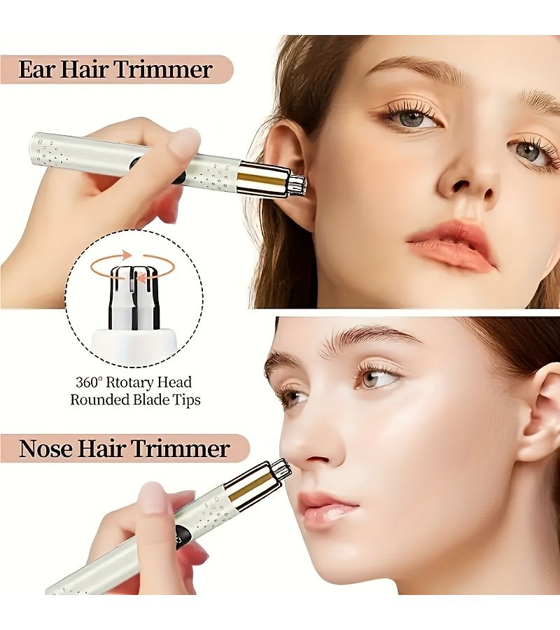 مزيل شعر الأنف الأبيض غير المؤلم، مشذب صامت قابل للشحن عبر USB للأذن والحواجب للرجال والنساء - Image 2