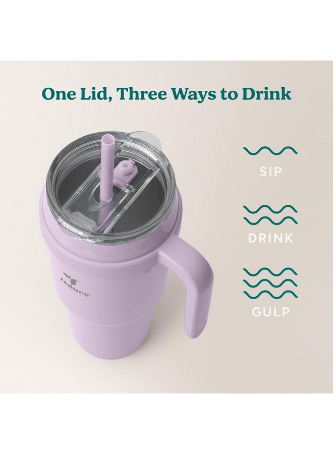 REDUCE 40 oz Stainless Steel Tumbler with Handle - Dual-Wall Vacuum Insulated Travel Mug, Sweat-Proof Lid & Reusable Straw - Keeps Drinks Cold for 24 Hrs, Fits Cupholders, Dishwasher Safe - Lilac Bud - Image 5