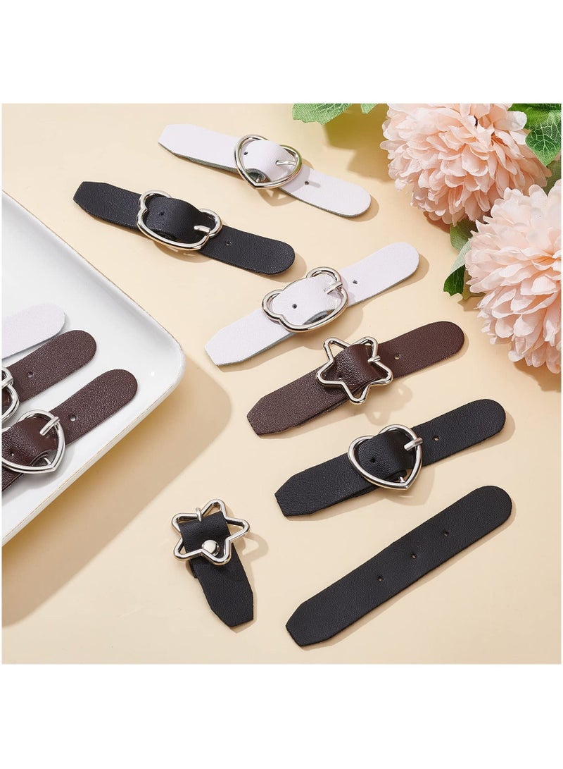 NIBEMINENT 18 Pack Leather Sew on Toggle Closure Buckles Star Bear Heart PU Tab Metal Bag Buckle Lock for Coat Jacket Buttons Replacement DIY Crafts  - Image 5