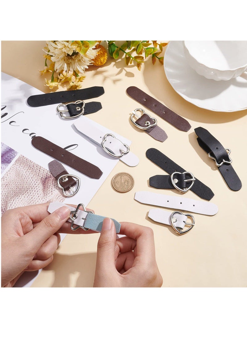 NIBEMINENT 18 Pack Leather Sew on Toggle Closure Buckles Star Bear Heart PU Tab Metal Bag Buckle Lock for Coat Jacket Buttons Replacement DIY Crafts  - Image 3
