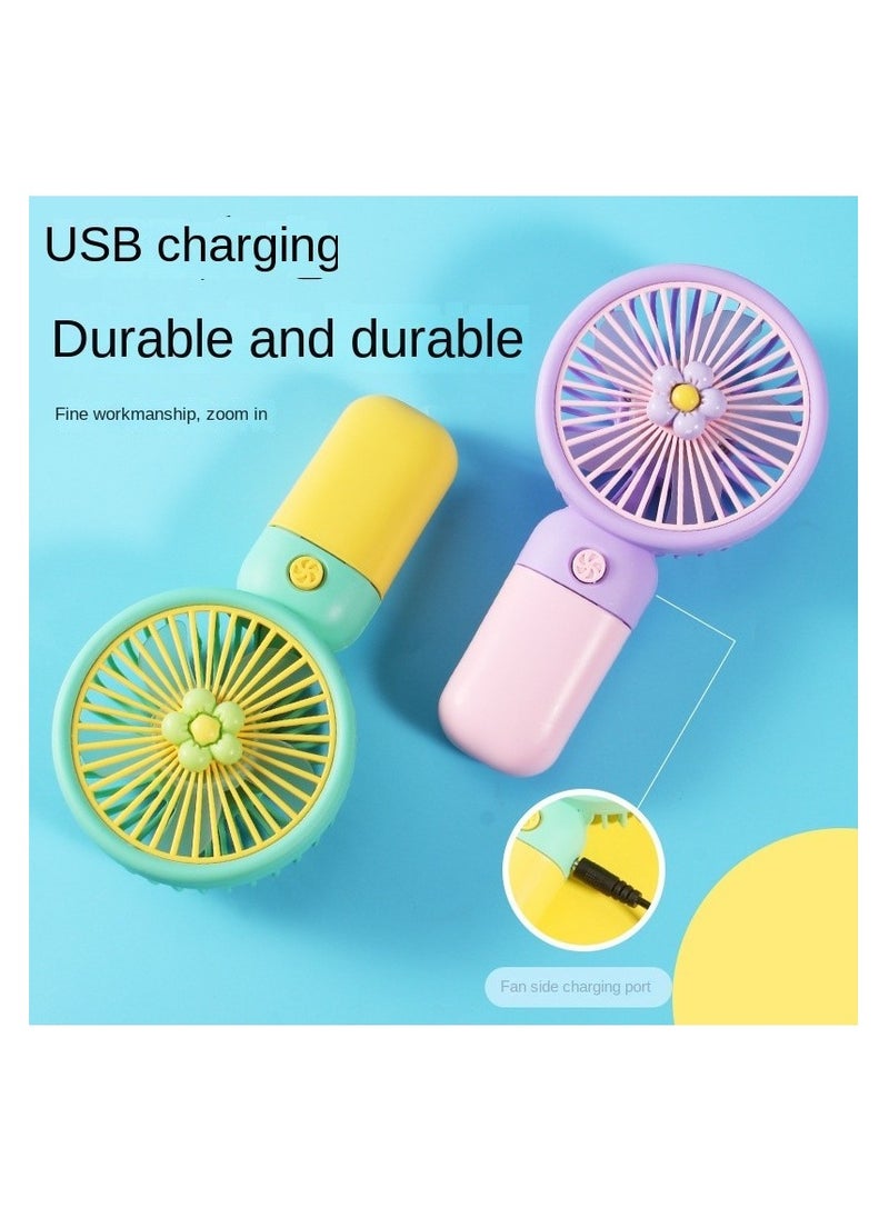 ماركة غير محددة - مروحة صغيرة محمولة قابلة لإعادة الشحن عبر USB ومروحة كهربائية صغيرة لطيفة بقوة 1.5 وات للمدرسة (أزرق وأصفر) - Image 1