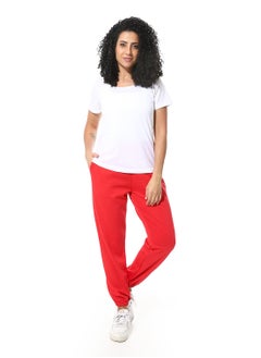 Andora Elastic Waist Plain Pants _ Red  - Image 5