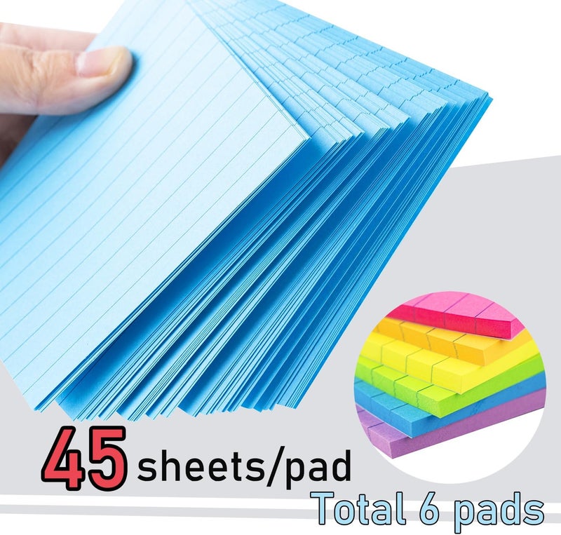 Vanpad Lined Sticky Notes 4X6 in Bright Ruled Stickies Colorful Super Sticking Power Memo Pads, 45 Sheets/pad, 6 Pads/Pack - Image 2