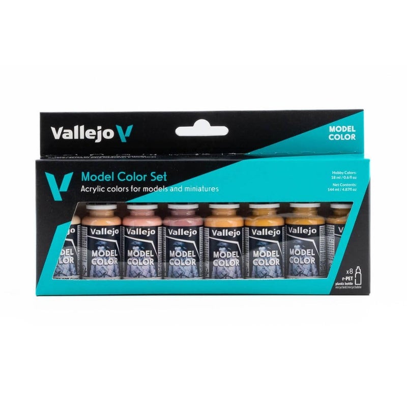Vallejo - Model Color Face & Skin Tones Set | Modeling Acrylic Paints | 8 bottles x 18 ml (0.60 fl.oz.) - Image 1