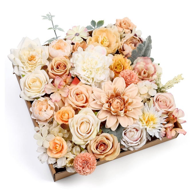 ARTIFICIAL FLOWERS ROSE 32PCS SILK MIX PEONY DAISY HYDRANGEA FAKE FLOWERS FOR DIY WEDDING BOUQUETS COMBO CENTERPIECES ARRANGEMENTS PARTY BRIDAL BABY SHOWER HOME DECORATIONS