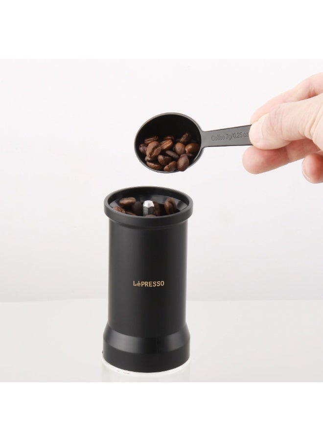 LePRESSO High Precision Conical Burr Grinder Glass Container, Handheld Grinder - Black - Image 2