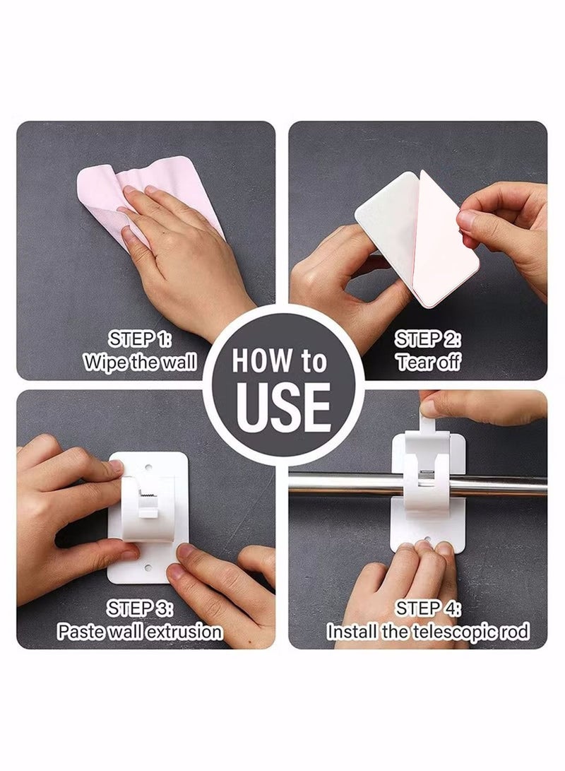 2 Pcs Curtain Rod Bracket Holder Curtain Rods No Drilling Adhesive Curtain Rod Holder Curtain Rod Bracket Curtain Hangers No Drilling Hooks Mounting Screws Anchors and Sticky Strips  - Image 5