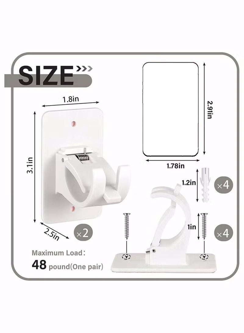 2 Pcs Curtain Rod Bracket Holder Curtain Rods No Drilling Adhesive Curtain Rod Holder Curtain Rod Bracket Curtain Hangers No Drilling Hooks Mounting Screws Anchors and Sticky Strips  - Image 4
