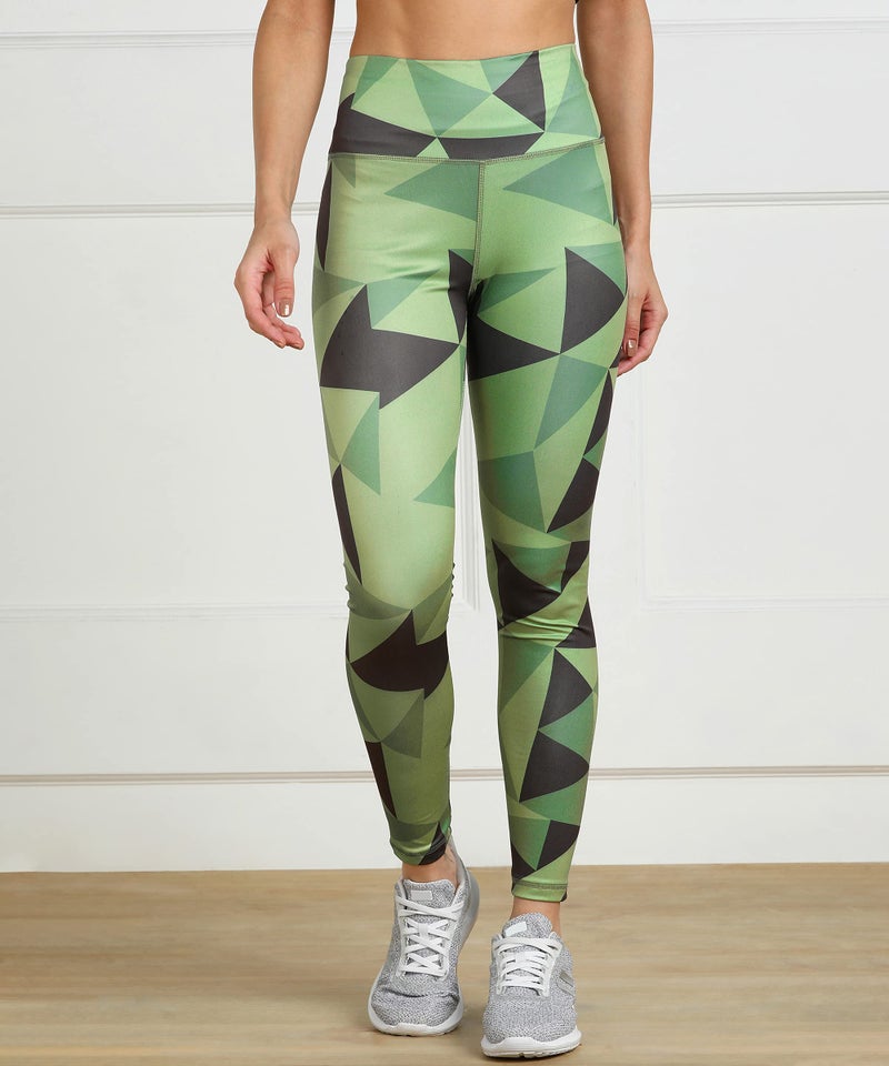 Rock Paper Scissors Women's Skinny Fit Polyester Blend Leggings (ONSWG-TIGHTS-GEOGREEN-3XL_Geometric Green_3XL) - Image 2