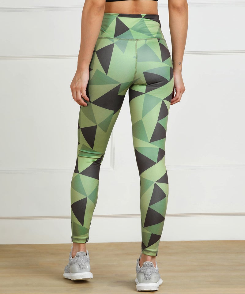 Rock Paper Scissors Women's Skinny Fit Polyester Blend Leggings (ONSWG-TIGHTS-GEOGREEN-3XL_Geometric Green_3XL) - Image 3