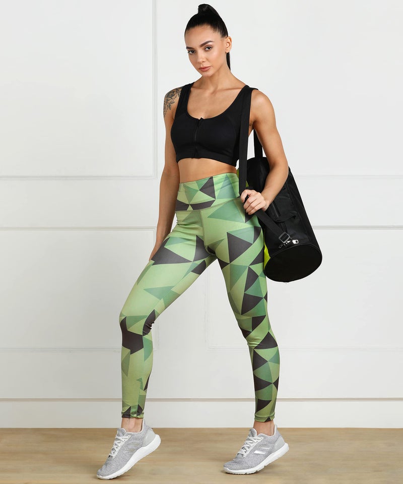 Rock Paper Scissors Women's Skinny Fit Polyester Blend Leggings (ONSWG-TIGHTS-GEOGREEN-3XL_Geometric Green_3XL) - Image 4