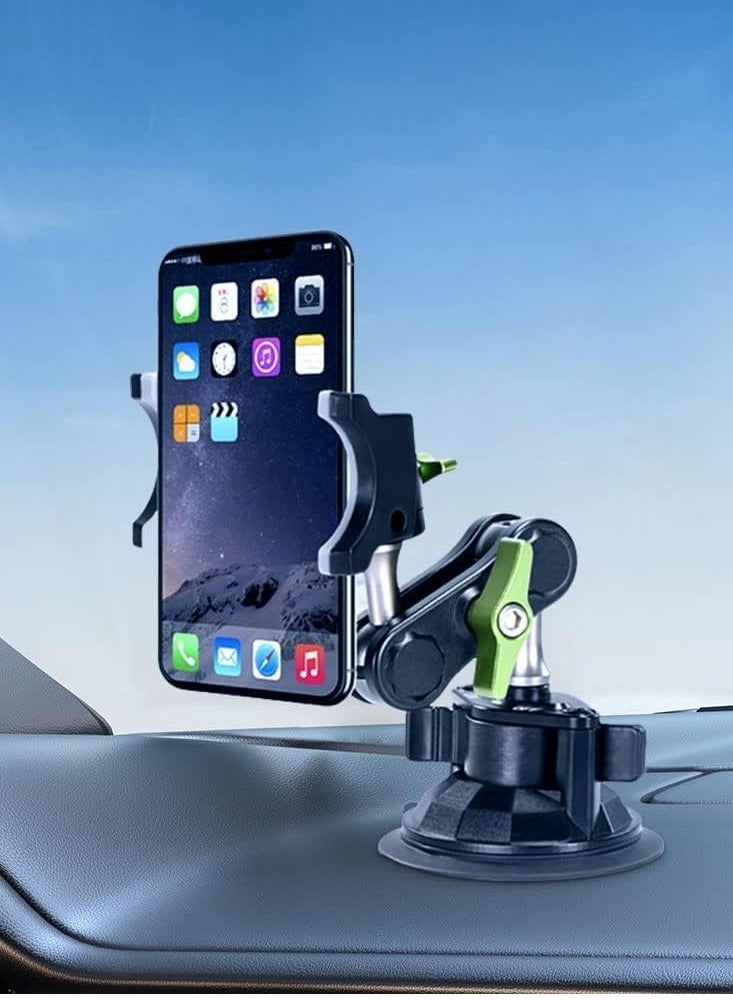 JAJEEK Car Phone Holder Mount with Strong Suction Cup – Extended Arm Design for Dashboard & Windshield Use – 360° Rotating Ball Joint for Universal Viewing – Compatible with iPhone, Samsung, Huawei, and All Smartphones – Stable, One-Hand Operation - Image 2