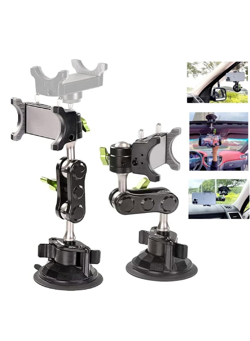 JAJEEK Car Phone Holder Mount with Strong Suction Cup – Extended Arm Design for Dashboard & Windshield Use – 360° Rotating Ball Joint for Universal Viewing – Compatible with iPhone, Samsung, Huawei, and All Smartphones – Stable, One-Hand Operation - Image 1