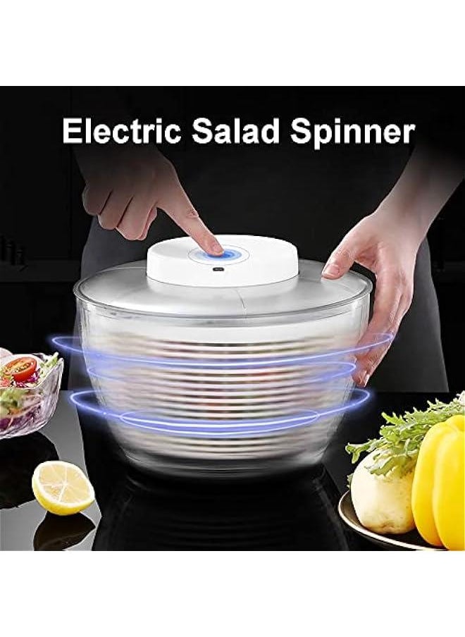 Generic Electric Salad Spinner 4.5L Large Capacity Lettuce Spinner Multifunctional Fruit Washer Vegetable Dryer for Home Kitchen,BPA Free, Green  - Image 2