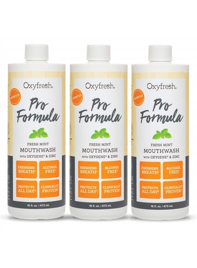 Oxyfresh Pro Formula Fresh Mint Mouthwash – Patented Zinc Mouthwash for Fresh Breath & Healthy Gums – Dye Free, Fluoride Free, Alcohol Free Mouthwash – 3 Bottles, 16 oz. ea. - Image 1
