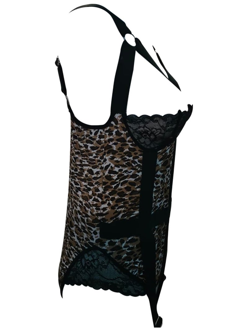 RioDebella Beera Plus Size Lingerie for Women - Exotic Leopard Print Bodysuit with Adjustable Straps - Image 4