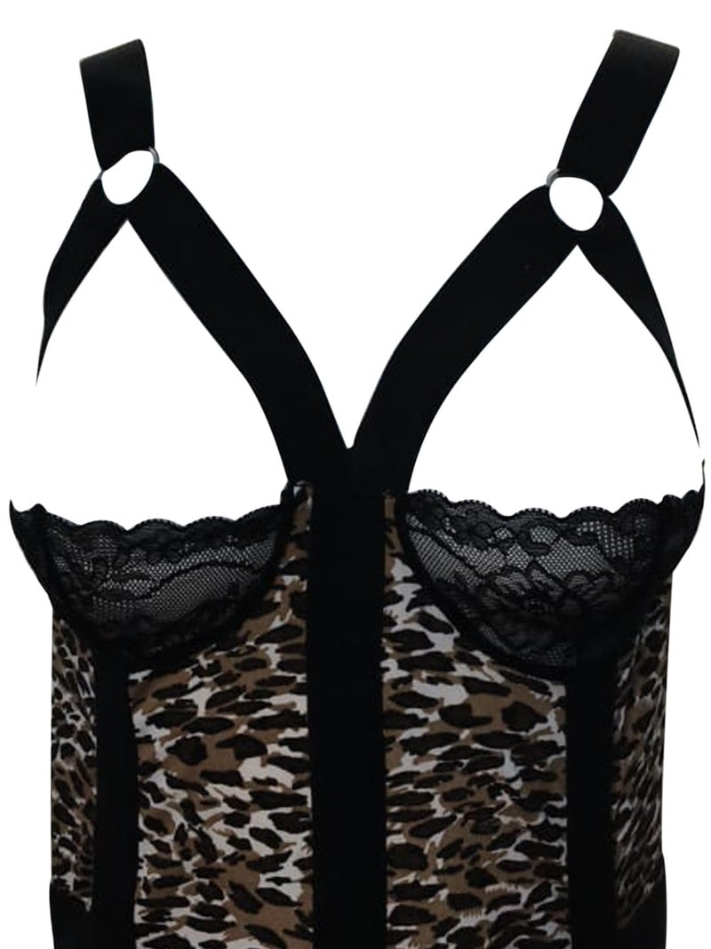 RioDebella Beera Plus Size Lingerie for Women - Exotic Leopard Print Bodysuit with Adjustable Straps - Image 5