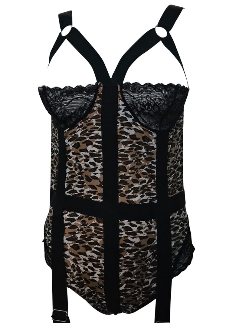 RioDebella Beera Plus Size Lingerie for Women - Exotic Leopard Print Bodysuit with Adjustable Straps - Image 3