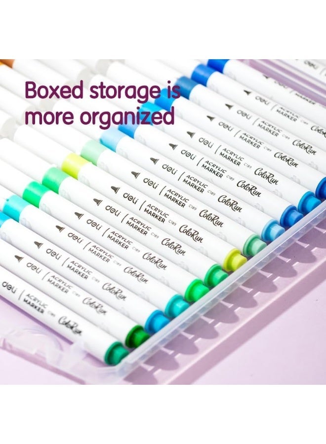 ديلي مجموعة أقلام تحديد الأكريليك Deli EC189-12 - 12 لونًا رفيعًا برأس 1 مم وتغطية عالية مع حقيبة حمل - Image 4