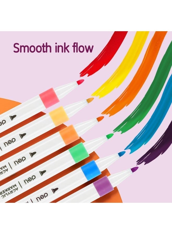 ديلي مجموعة أقلام تحديد الأكريليك Deli EC189-12 - 12 لونًا رفيعًا برأس 1 مم وتغطية عالية مع حقيبة حمل - Image 5
