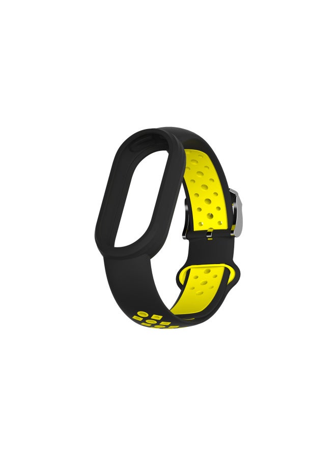 Generic - Suitable For Mi Bracelet 8 Two-color Silver Buckle Strap Smart Bracelet Nike Two-color Silicone Mi Bracelet 8-Color:Black And Green - Image 1