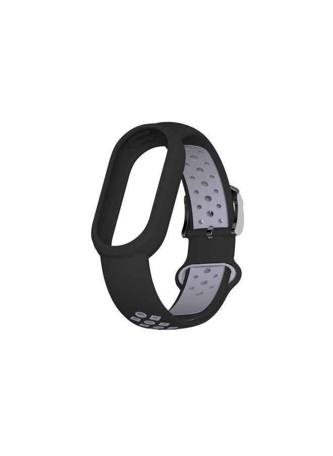Generic - Suitable For Mi Bracelet 8 Two-color Silver Buckle Strap Smart Bracelet Nike Two-color Silicone Mi Bracelet 8-Color:Black And Green - Image 1