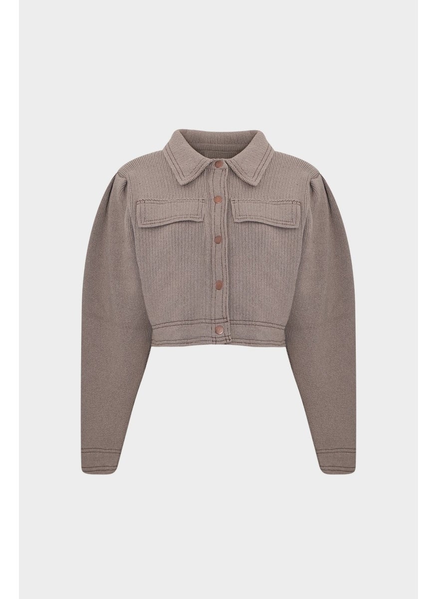 Açelya Okcu AÇELYAOKCU Premium Snap Closure Steel Knit Women's Knitwear Cardigan  - Image 1