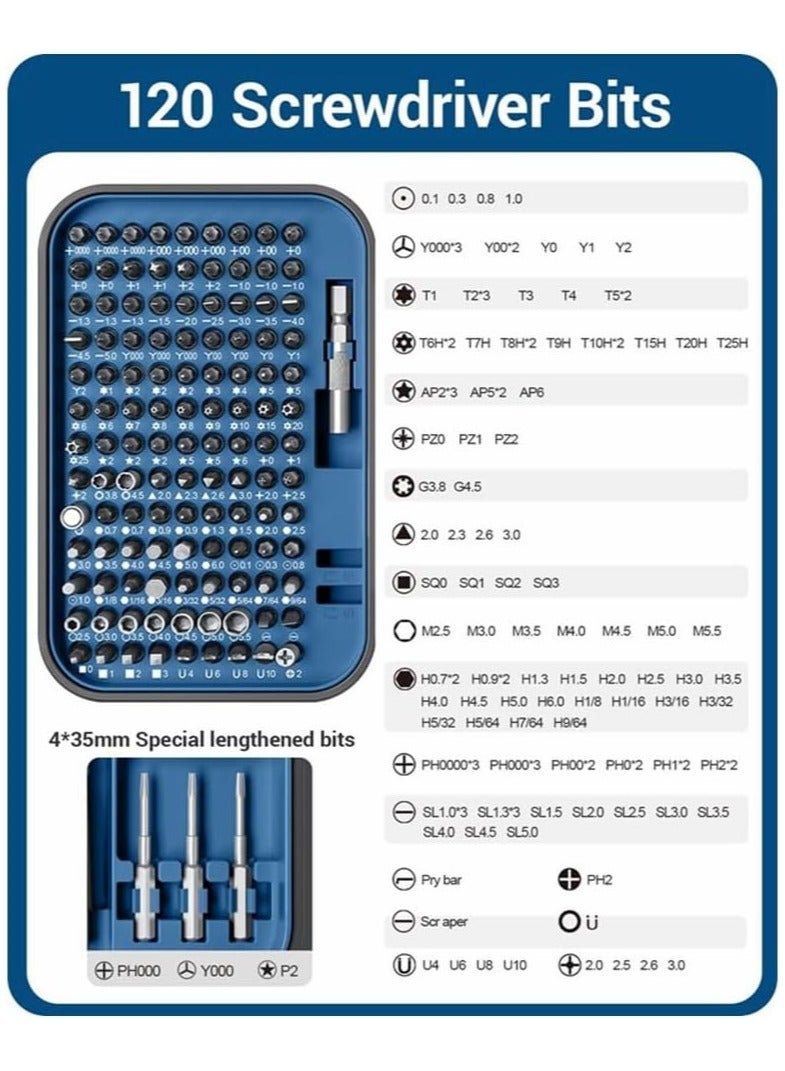 Cool Baby Style COOLBABY Precision Screwdriver Set New Version 130 in 1 Screwdriver Kit with 120 Screwdriver Bits Repair Tool Kit With Magnetizer For Smart Phone Household(Blue)  - Image 3