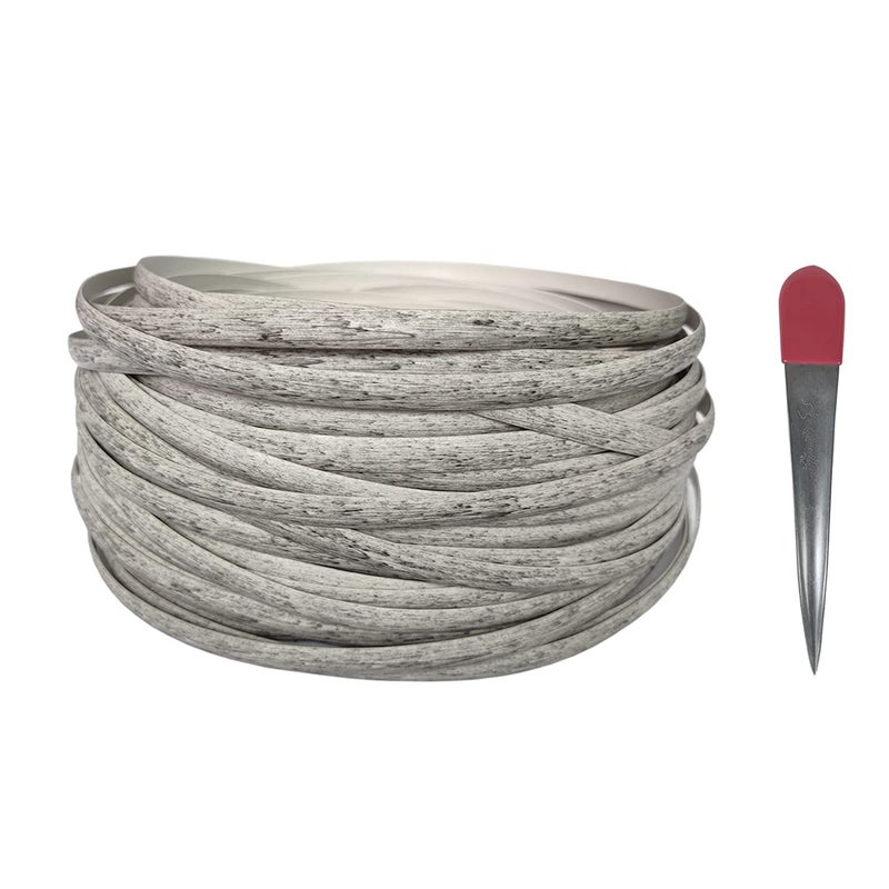 Feyart 85mm 55m Gradient Grey PE Rattan Repair Kits Includes Prying Tool for Patio Conversation Set Plastic Wicker Material with Tool for Fixing Rattan Furniture