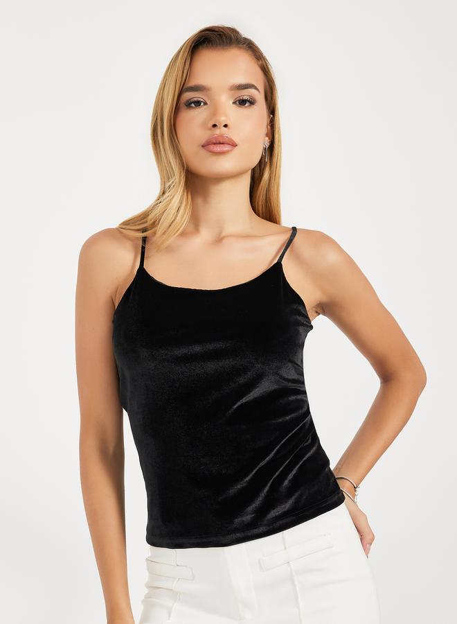 Styli Velvet Look Strappy Cami  - Image 1