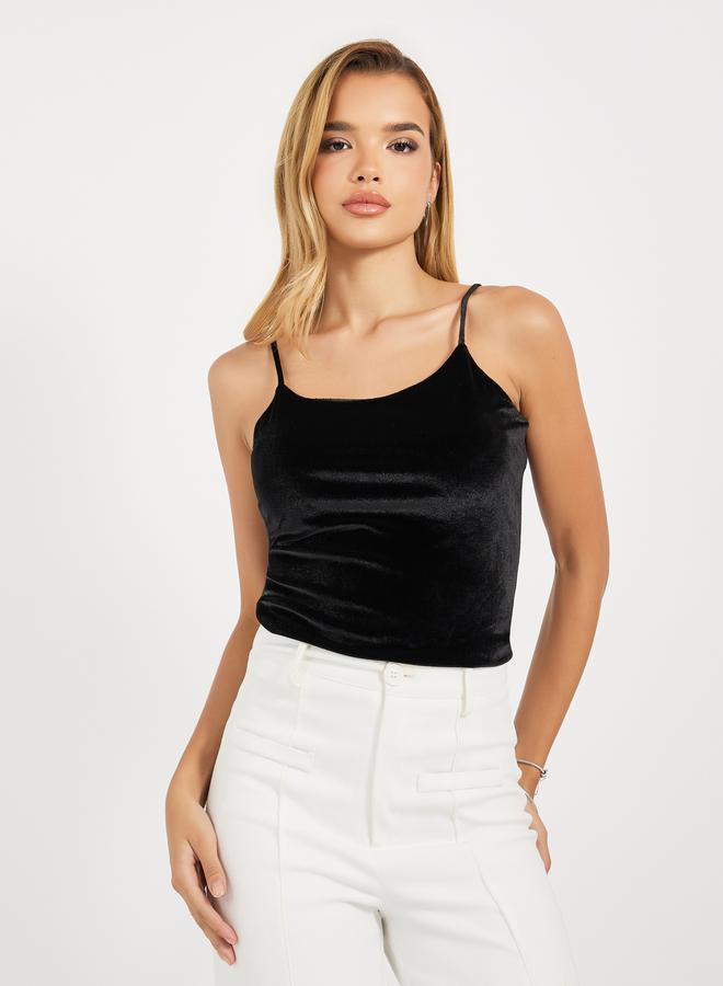 Styli Velvet Look Strappy Cami  - Image 2
