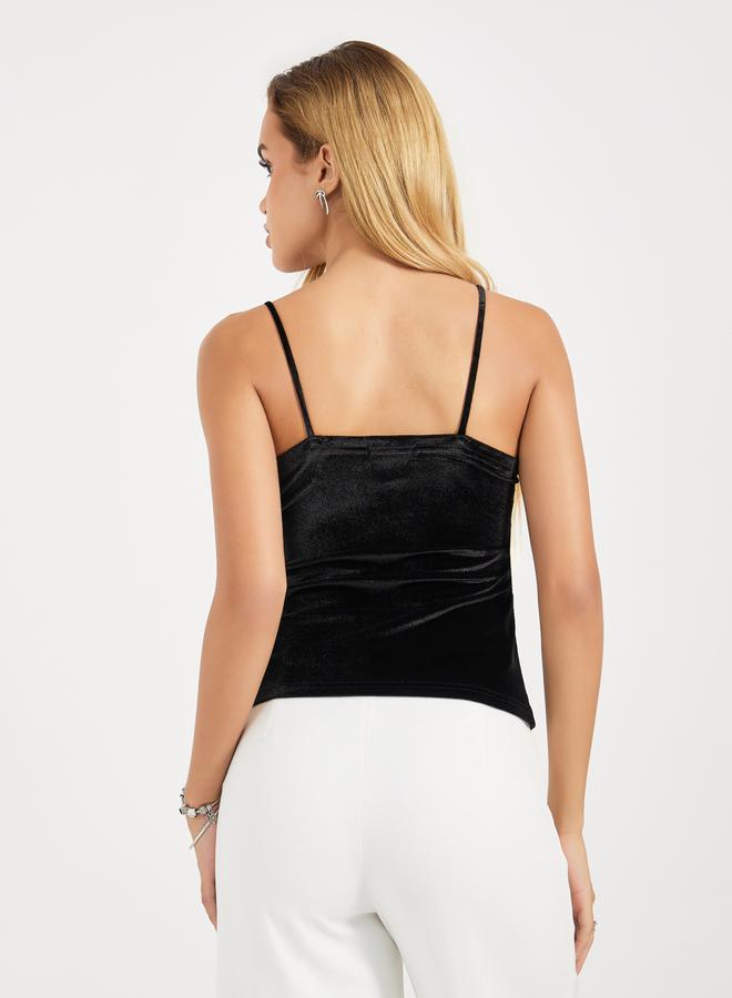 Styli Velvet Look Strappy Cami  - Image 5