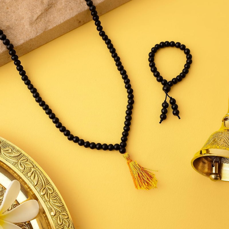 Divine Hindu Karungali Mala 108 Beads & Bracelet Set for Children - Natural Black Ebony Wood Spiritual Jewelry - Image 2