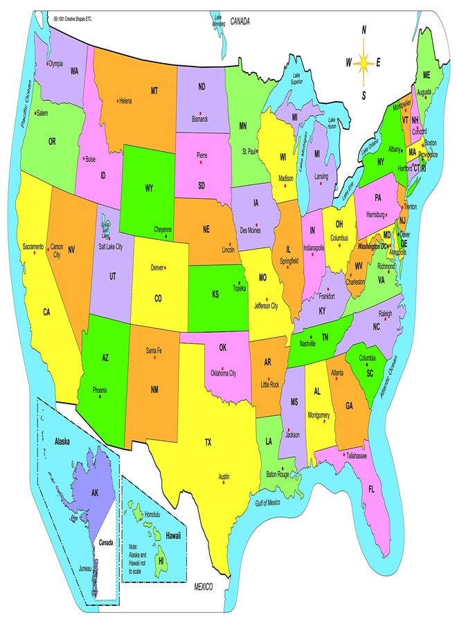 SHAPES ETC. 30 Sheets Labeled U.S. Practice Maps 9in x 19in Social Studies Geography Map Activities Drill and Practice Current Events Learning Games Bulletin Board Decorations DIY Crafts USA Made - Image 1