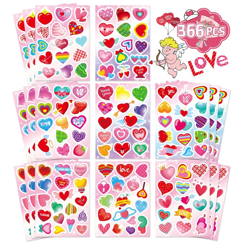 DUJAA Valentine's Day Stickers for Kids Colorful Heart Stickers Valentine's Day Love Decorative Stickers for Gift Box Envelope Wedding Stick Sticker Party Favors Supplies - Image 1
