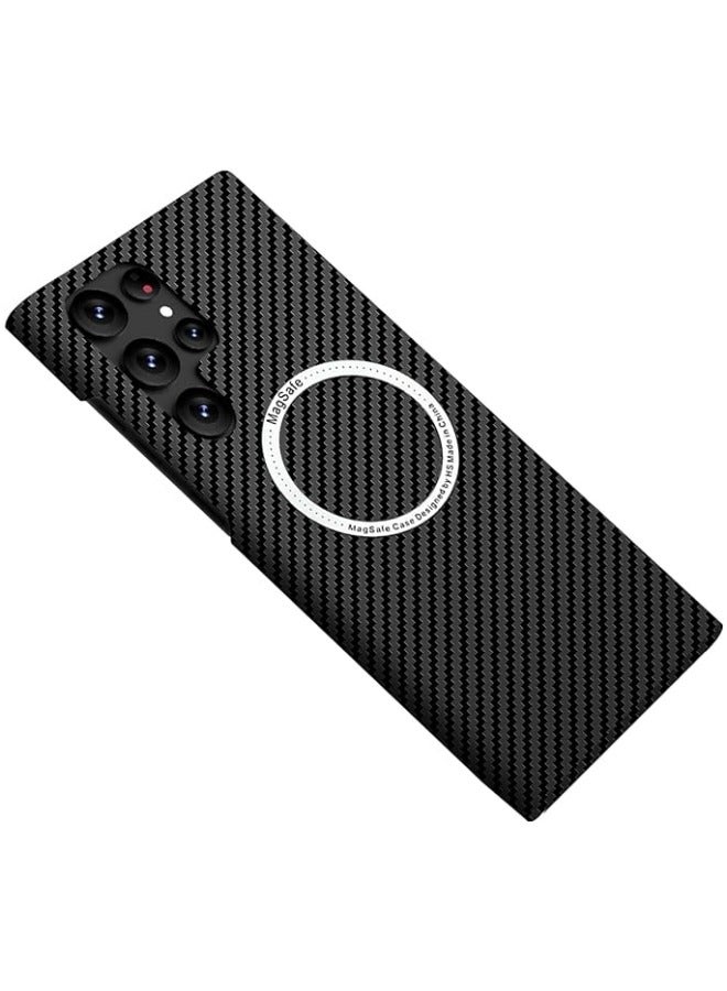 Samsung Galaxy S24 Ultra Case with Magnetic wireless Charger Carbon Fiber Texture AntiScratch Slim Matte Back Full Around Protection Cover - Image 1