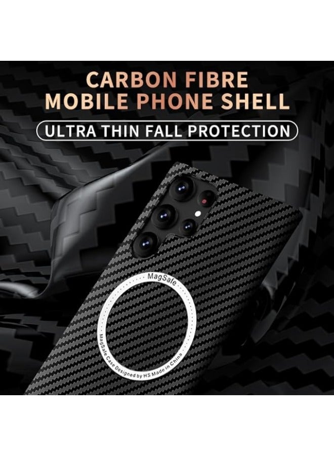 Samsung Galaxy S24 Ultra Case with Magnetic wireless Charger Carbon Fiber Texture AntiScratch Slim Matte Back Full Around Protection Cover - Image 4