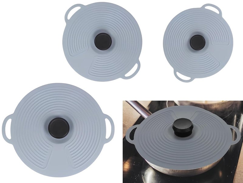 PRAMANTA Multipurpose Lid with Knob Suitable for Pots Pans Kadhai Tawa Easy to Clean Hold Silicone Cooking Lid 3 Sizes Medium - Image 1